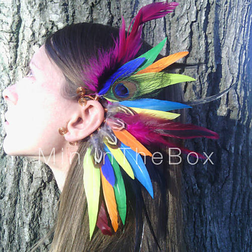 Feather Earcuff Color feather ear cuff, feather earring, free people