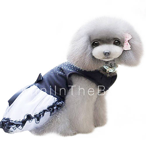 Dog Dress Black Dog Clothes Summer / Spring/Fall Crystal/Rhinestone