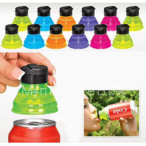 Set of 6 Creative Soda Savers Toppers Reusable Bottle Caps Can Convert