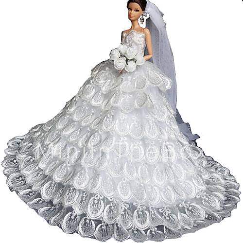 barbie doll white frock